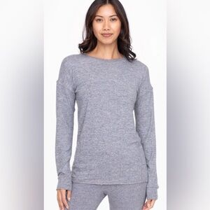 Mono B Women’s Heather Gray Crewneck Top-
Super Soft Jersey